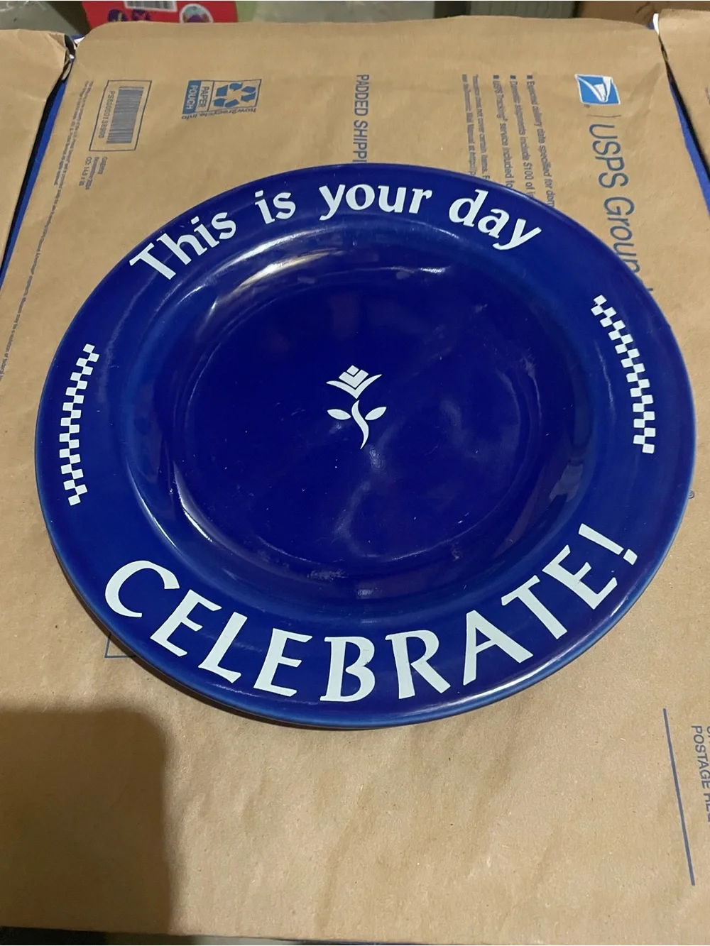 Pampered Chec Celebrate! Blue Party Plate - This Is Your Day
